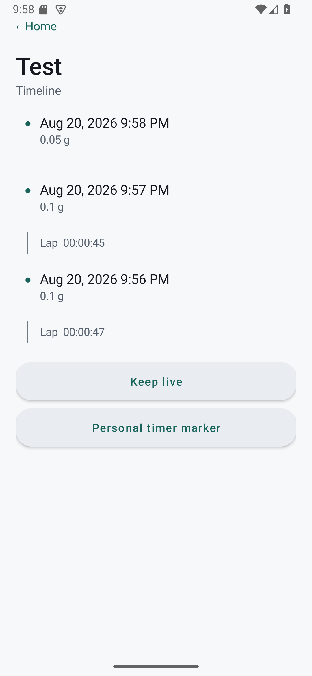 LastDose timeline screen