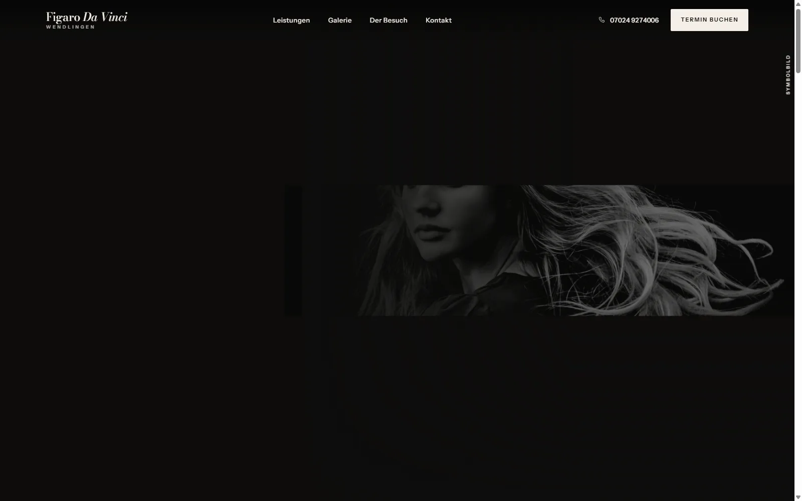 Homepage of the Figaro Da Vinci Wendlingen hair salon website
